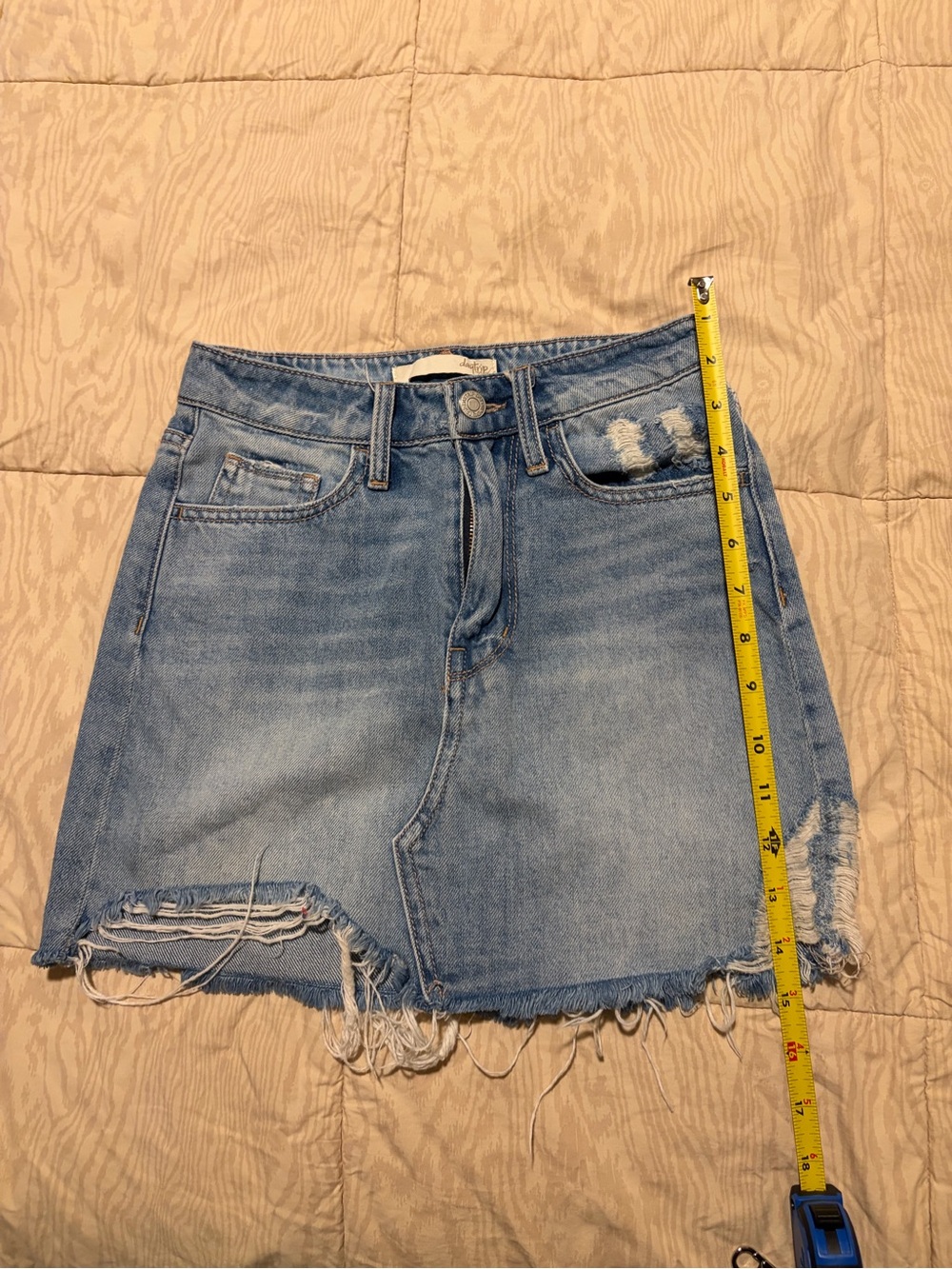 Daytrip Light Blue Distressed Denim Skort